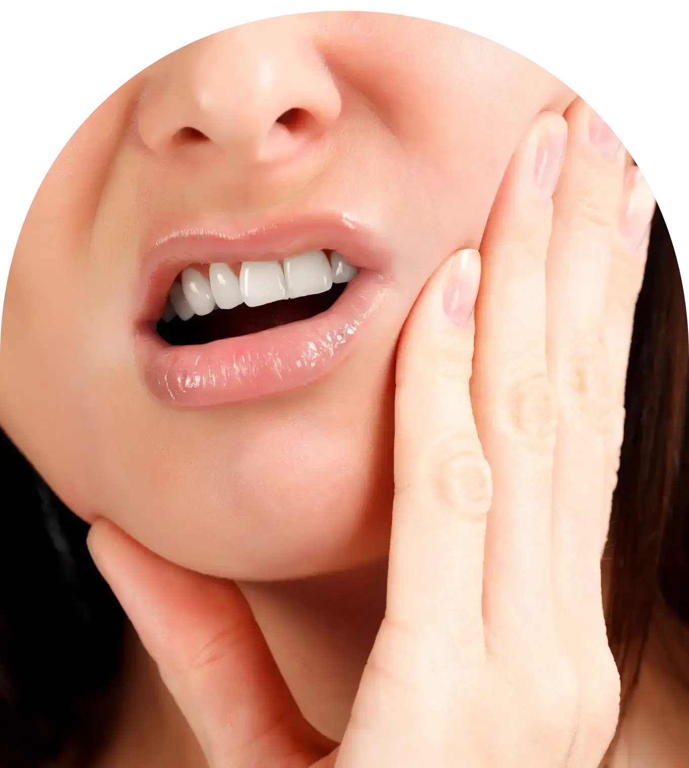 Close-up van witte tanden na een cosmetische behandeling
